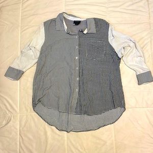 Unique mixed-print plus-size business casual blouse 👚